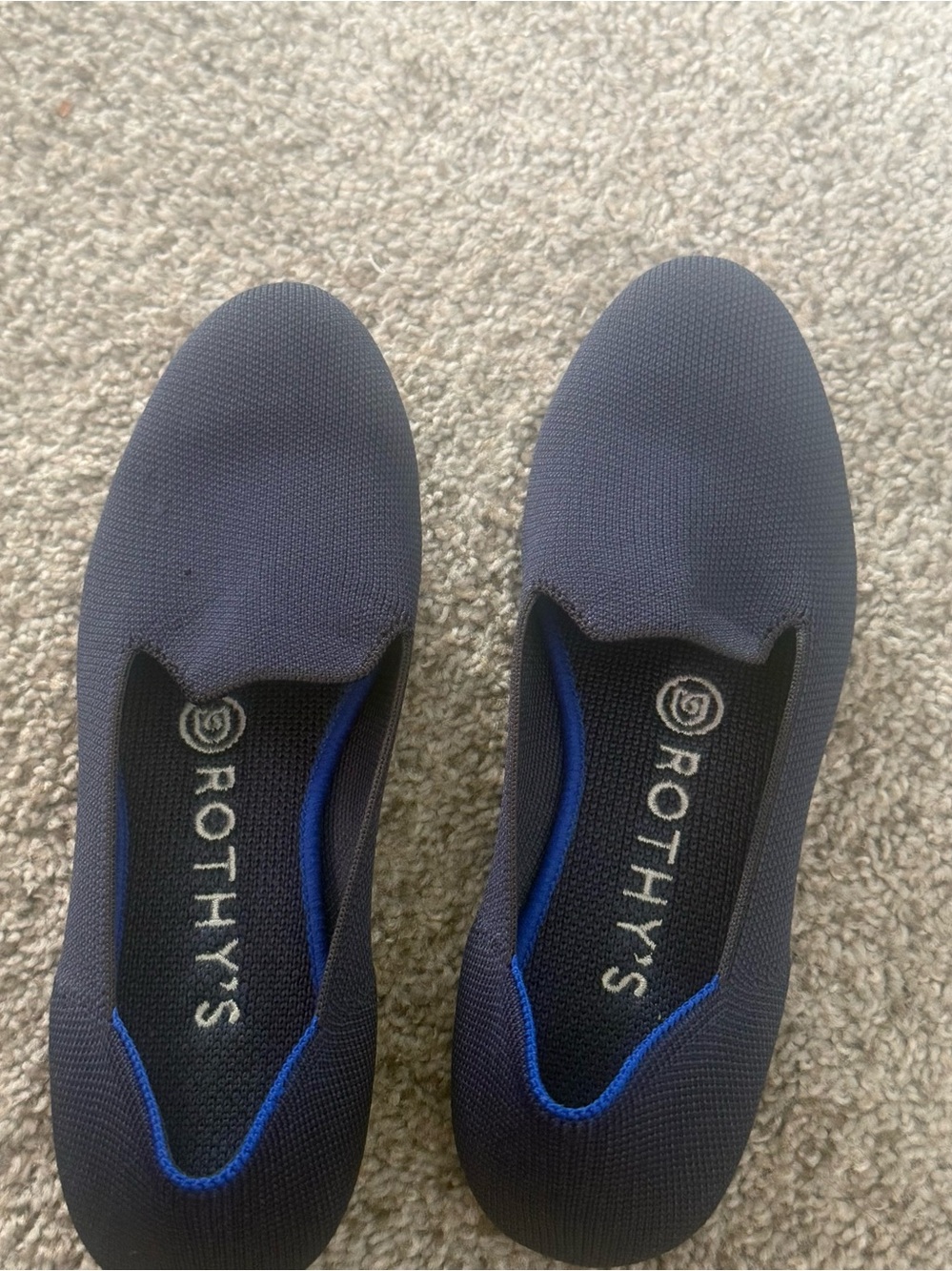 Rothys The Flat Navy Blue Women Size 6 Round Toe Knit Sustainable Washable